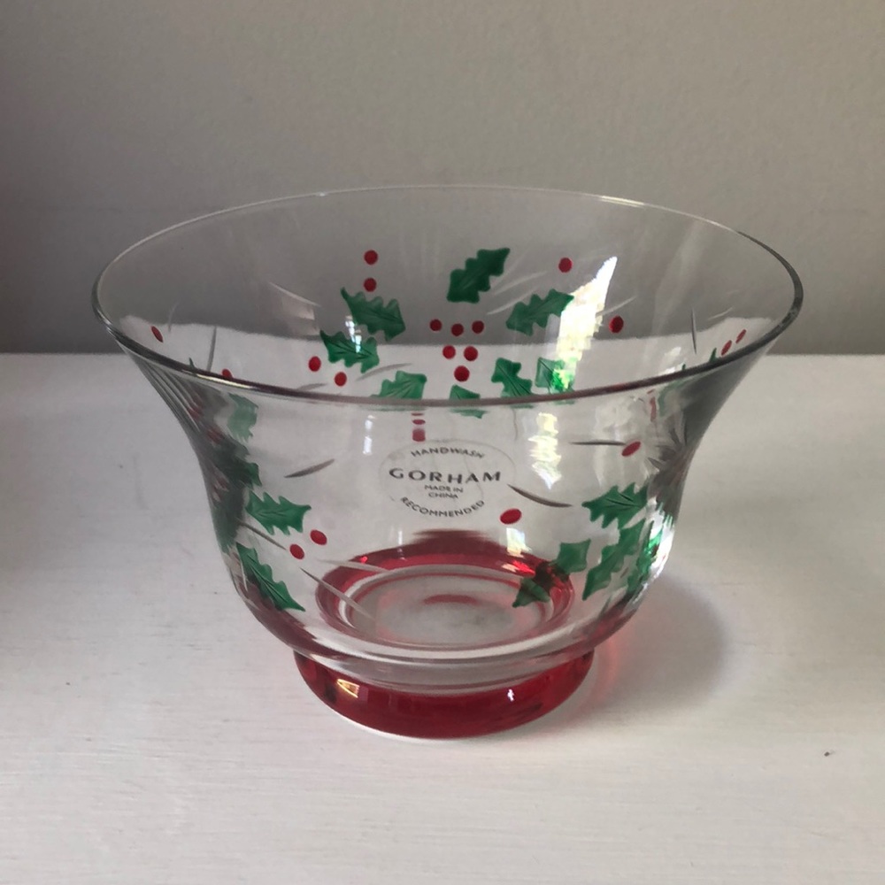 Gorham Festive Holly Candy Dish NIB